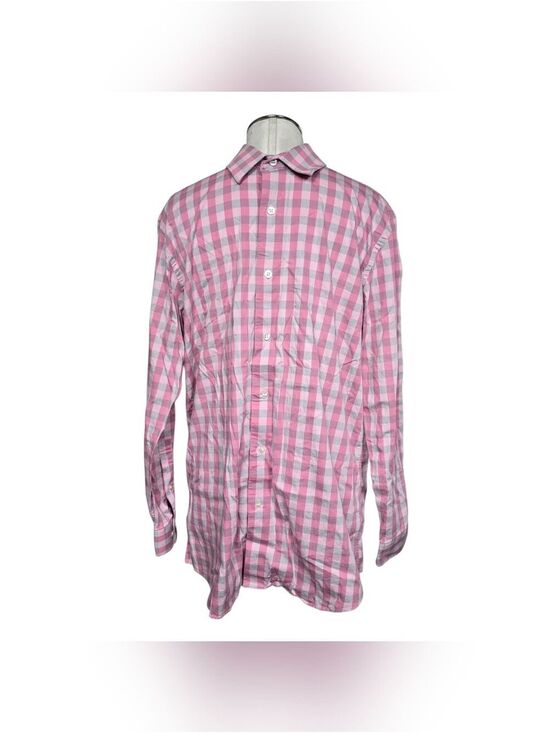 Apt. 9 Other - Apt. 9 Premier Flex Slim Fit Plaid Button Down Shirt Pink Gray Long Sleeves 16